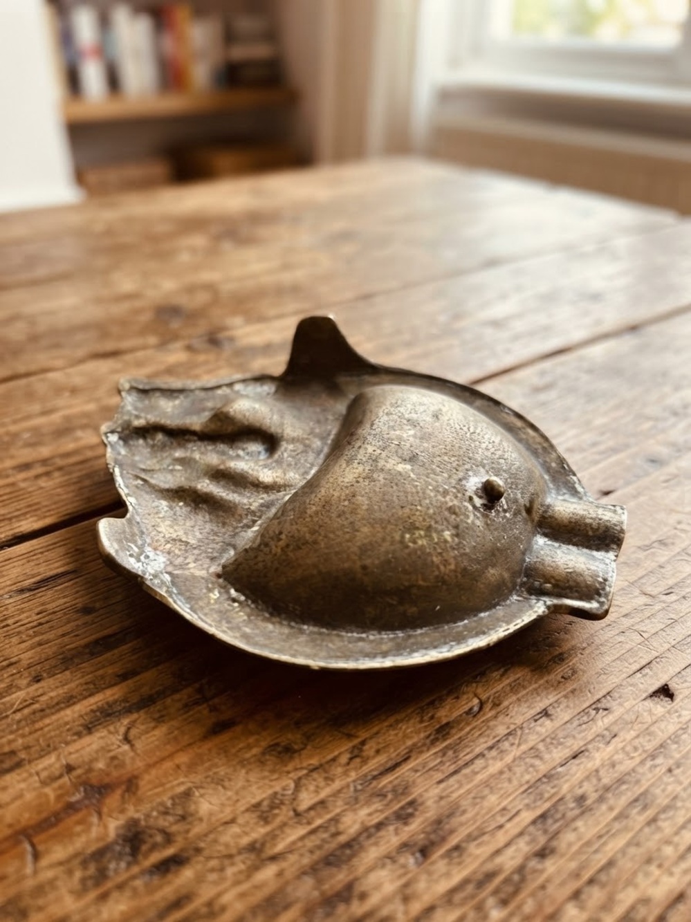 Vintage Antique Gold-Bronze Metal Dual Horse Head Equestrian Catchall & Ashtray - Picture 5 of 6